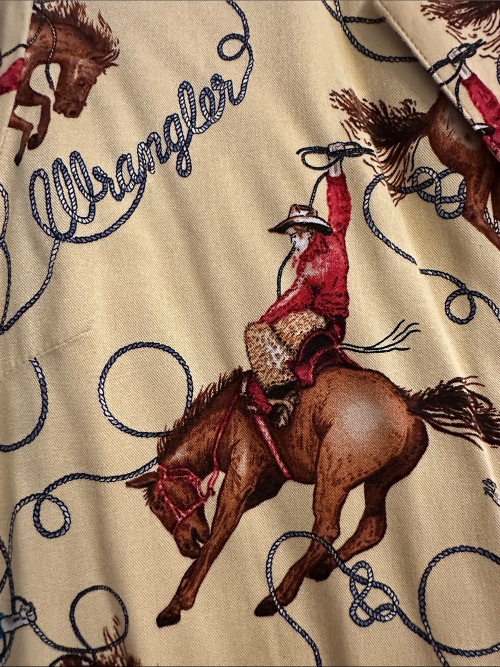 Wrangler Yellow Rodeo Print Short Sleeve Button-Up Shirt - Picture 2 of 4